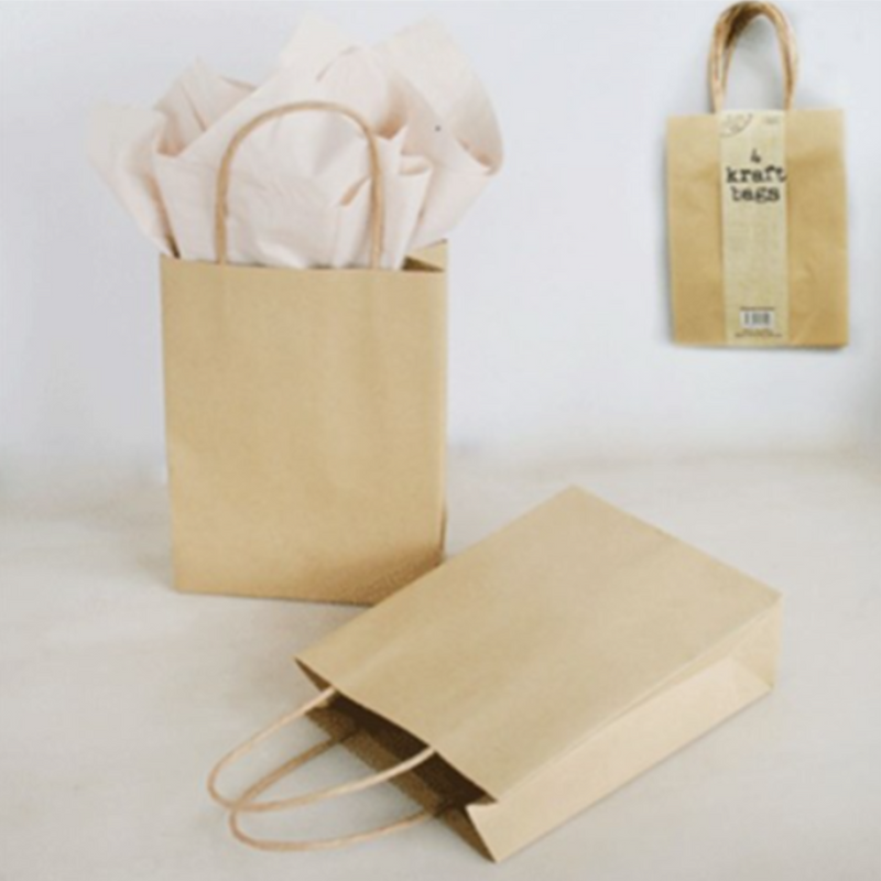 4PK MED BROWN KRAFT BAG (15X6X20CM)