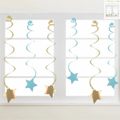 Swirl Hanging Decorations Luxe Blue Pk Of 6
