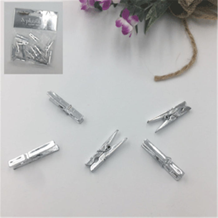Silver Plastic Mini Pegs 20pk
