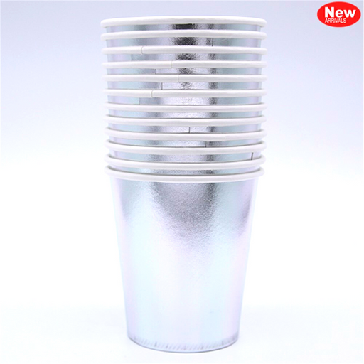 Foiled Cups Silver 200ml 12pk