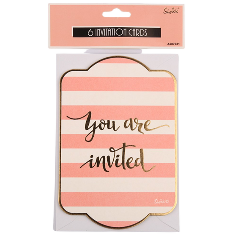 Coral Invitation Cards + Envelopes 6pk