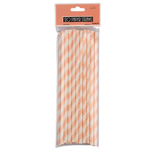 Coral Paper Straws 20pk