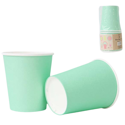 Neon Mint Paper Cups 200ml 12pk