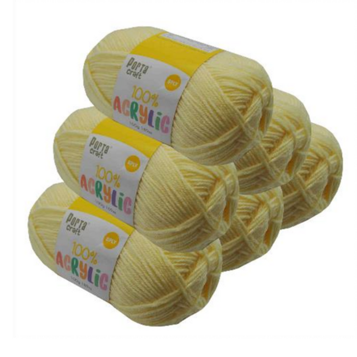 Acryl yarn 100g 189m 8ply in solid vanilla colour 15, soft DK acrylic yarn for knitting and crochet baby knits, scarves and blankets