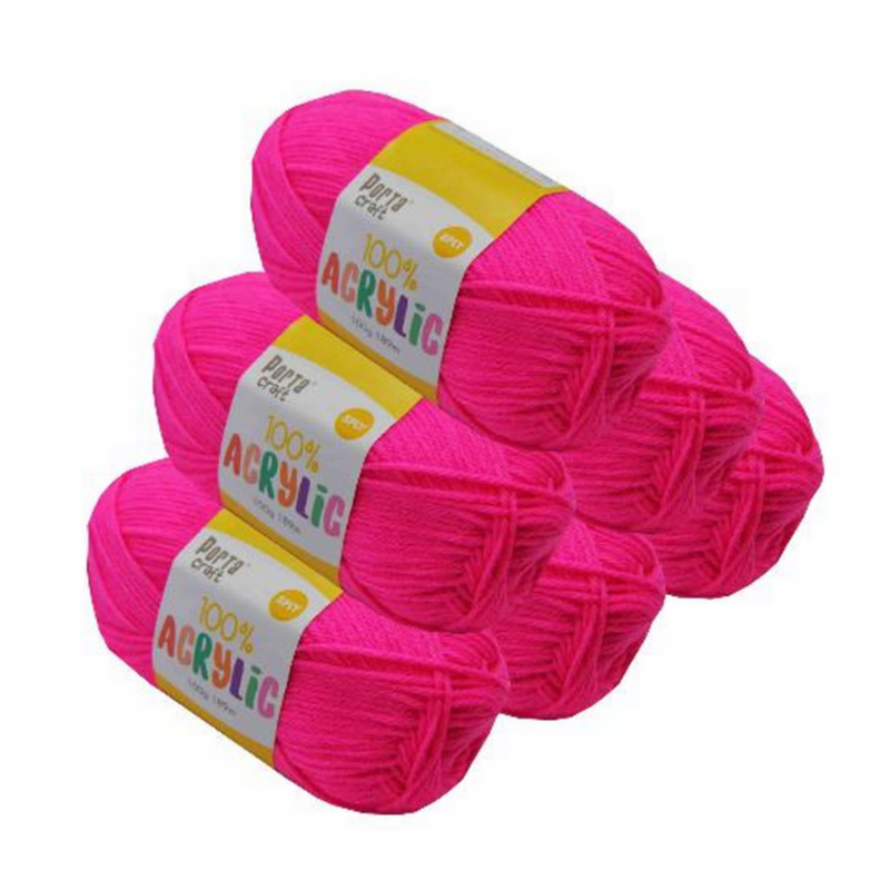 Ronis Acrylic Yarn Solid 38 100g 189m Hi Viz Pink