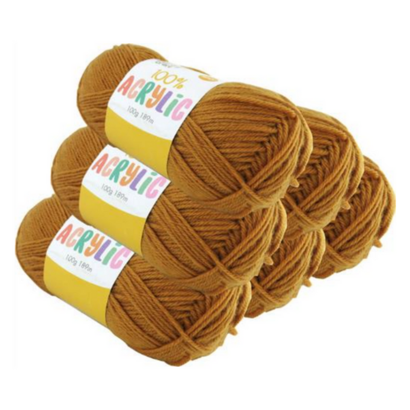 Acrylic yarn 100g 189m 8ply in solid mustard colour 20, soft DK acrylic yarn for knitting and crochet scarves, beanies and blankets