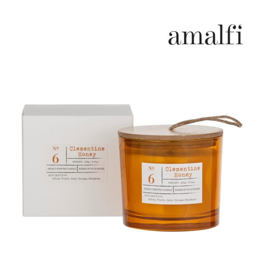 Ronis Amalfi Clementine Honey Scented Candle Jar 9x9x8cm Amber