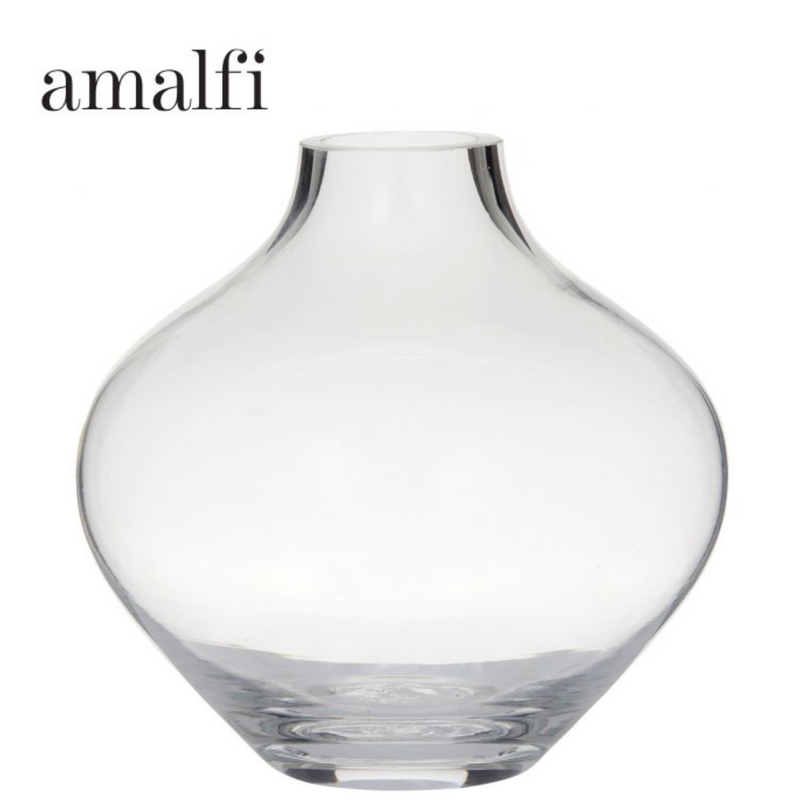 Amalfi Idah vase clear 16x16x17.5cm decorative glass-style vase for flowers, dried stems, and modern home décor styling