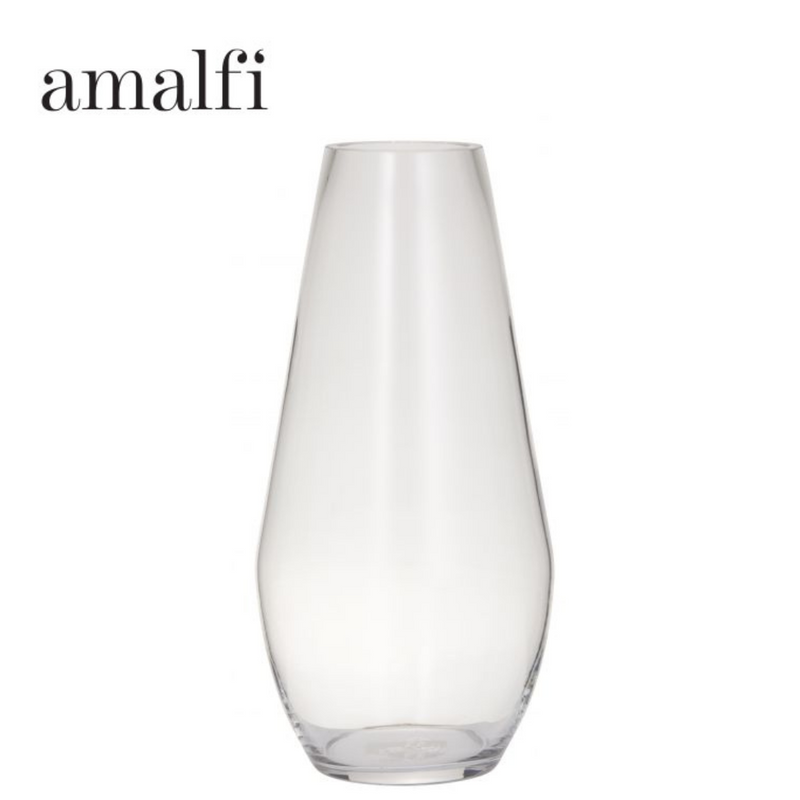Amalfi Pippa clear glass vase 16.5x16.5x35cm tall decorative flower vase for long-stem arrangements and modern home styling