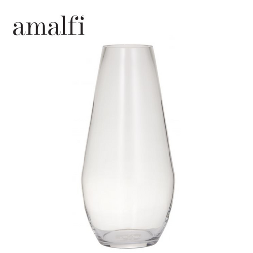 Amalfi Pippa clear glass vase 16.5x16.5x35cm tall decorative flower vase for long-stem arrangements and modern home styling