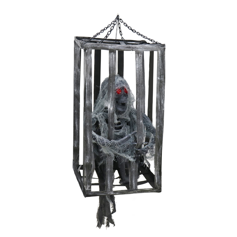 Ronis Animated Hanging Skeleton in Cage 120cm