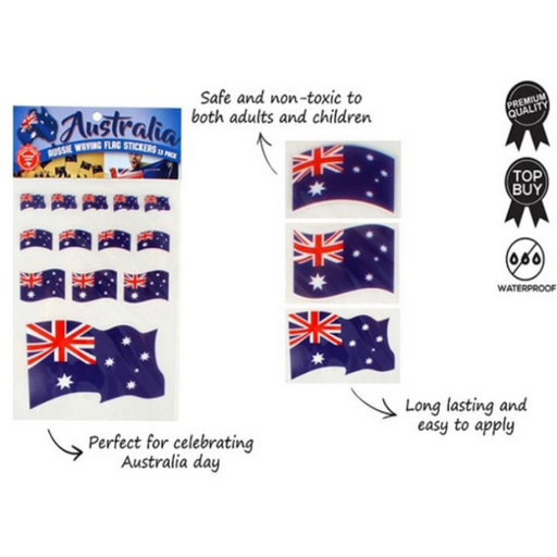 Ronis Aussie Waving Flag Stickers 13pk
