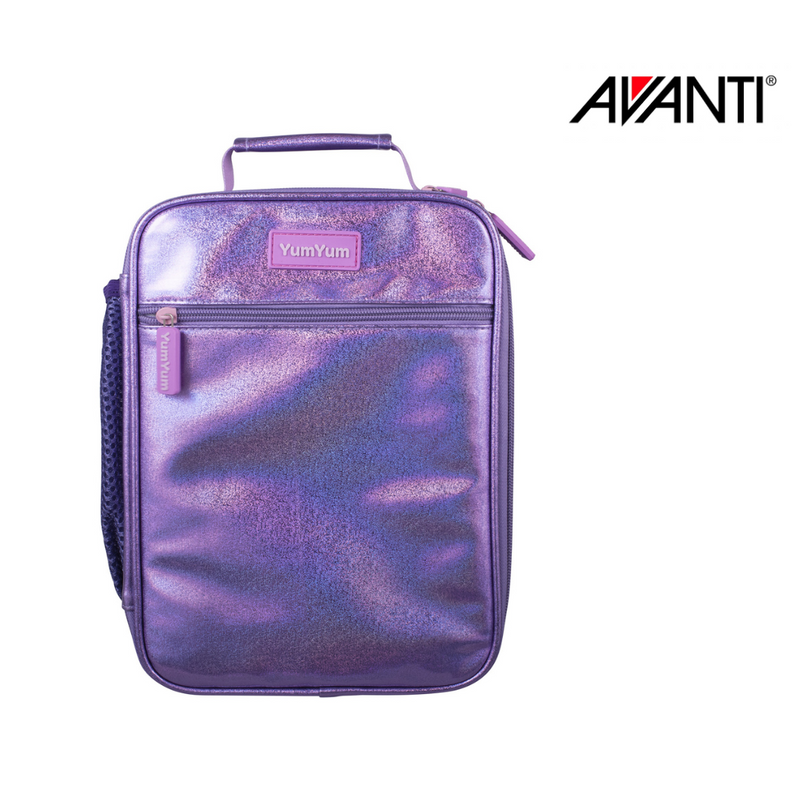 Avanti YumYum insulated lunch bag in pearlised lilac, reusable lunch tote for school and work.