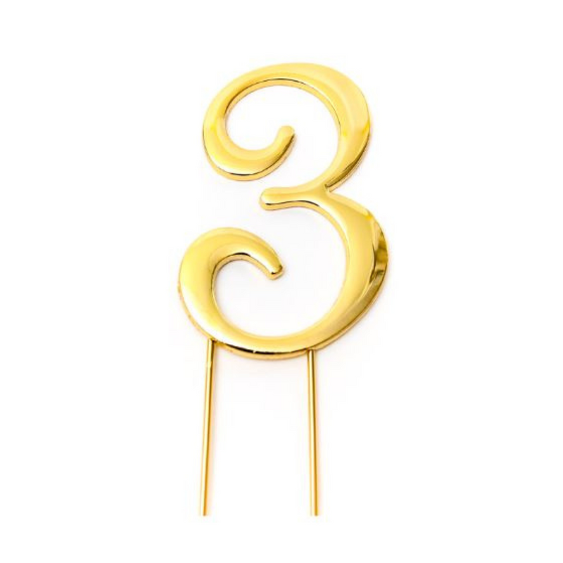 Cake Topper Number 3 Cake Topper - Gold 7Cm