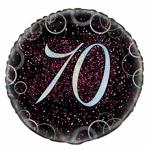 Black and Pink Number 70 Foil Balloon 45cm