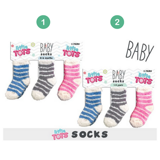 Ronis Baby Microfiber Socks 0-6m and 6m-1yr 2 Asstd