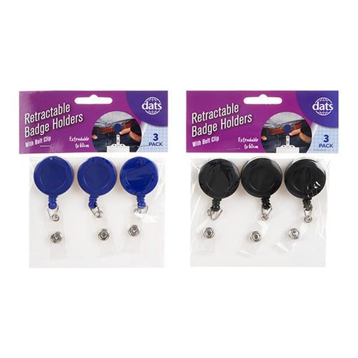 Ronis Badge Holder Retractable 3pk Assorted