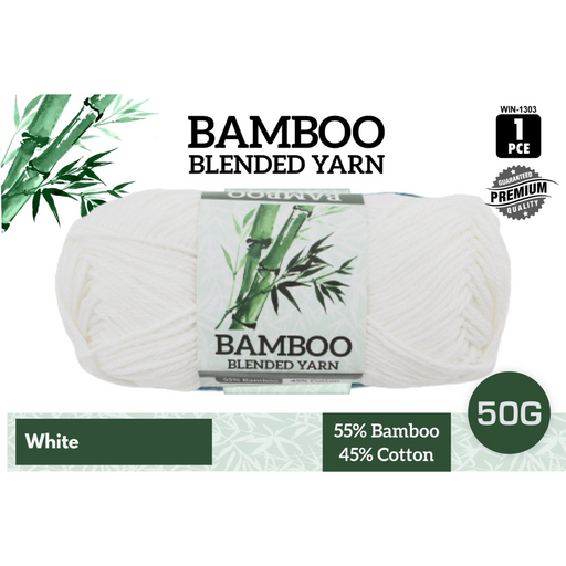 Ronis Bamboo Cotton Blend Yarn White 50g