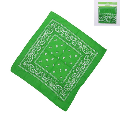 Green bandana versatile costume and fashion accessory for headband, neck scarf, festivals and St Patrick’s Day outfits