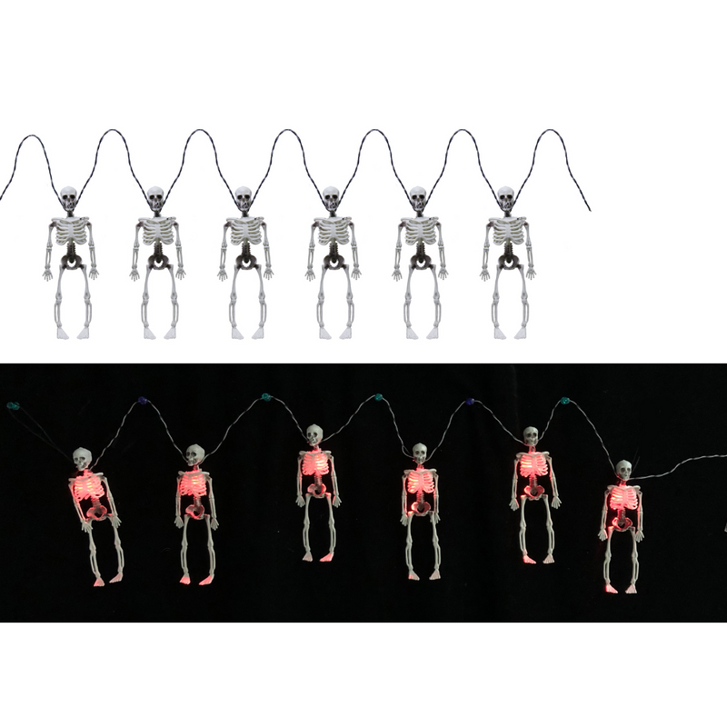 Ronis Battery Operated Light Up Mini Skeleton Garland 6pc 1.2m