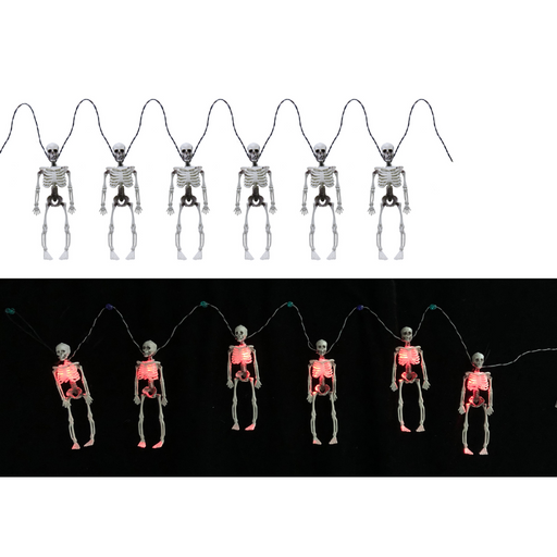 Ronis Battery Operated Light Up Mini Skeleton Garland 6pc 1.2m