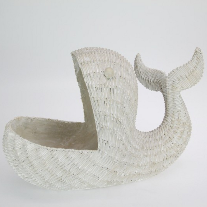 Ronis Beach Decor Bowl Rattan Loo 40cm White