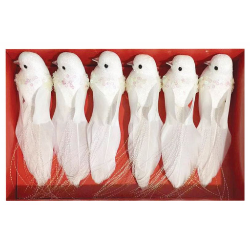 Ronis Bird Clip Decorations White 6pk