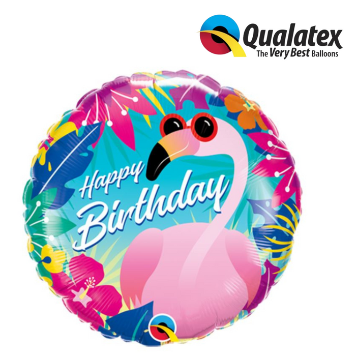 Birthday Tropical Flamingo Balloon Foil 45cm Round