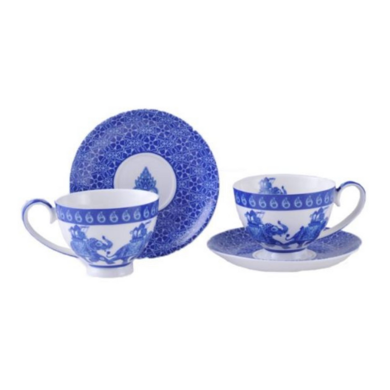 Ronis Blue and White Elephant Cup Set