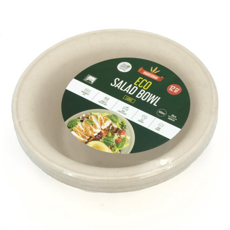 Ronis Bowls Eco-Friendly Wheat Straw Disposable Large 26cm 1000ml 12pk