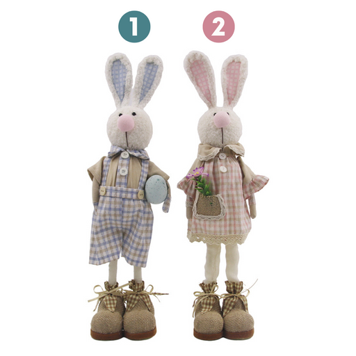 Ronis Boy and Girl Standing Bunny 46x14x10cm 2 Asstd