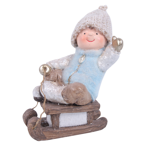 Ronis Boy on Sleigh 16x9.5x20cm