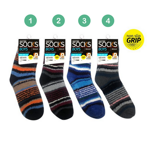 Ronis Boys Microfiber Socks Stripe Multicoloured 4 Asstd