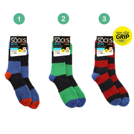 Ronis Boys Microfiber Socks Wide Stripe 3 Asstd