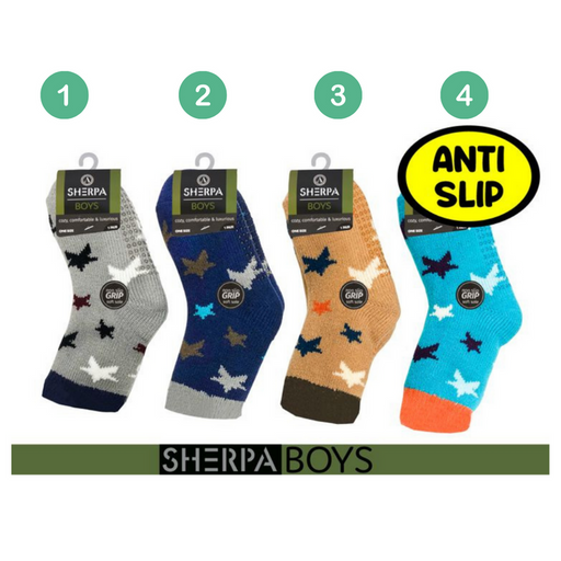 Ronis Boys Sherpa Socks Stars 4 Asstd