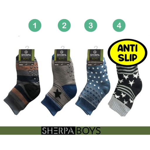 Ronis Boys Sherpa Socks Stars Stripes 4 Asstd