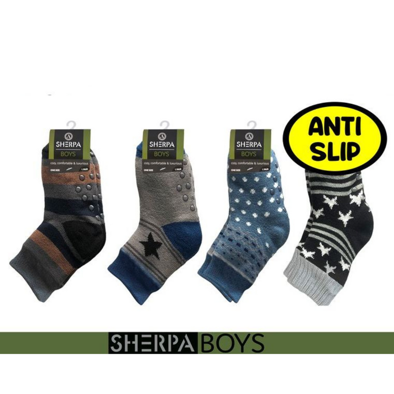 Boys sherpa stars and stripes socks in assorted colours and designs