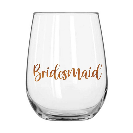 Ronis Bridesmaid Stemless Wine Glass Rose Gold 600ml