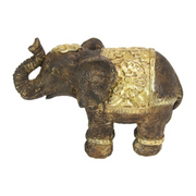 Ronis Brown Elephant with Gold Decal Flower Accents 17cm – thumbnail