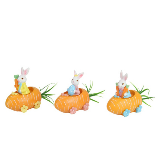 Ronis Bunny Rabbit in Carrot Car 13cm 3 Assorted