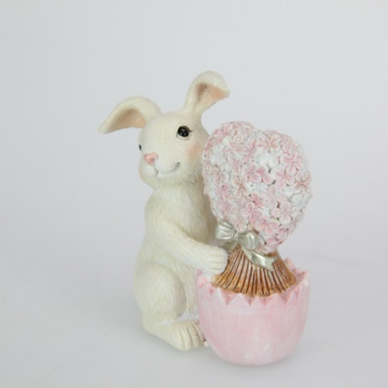Ronis Bunny Rabbit with Heart Shaped Flower 12cm