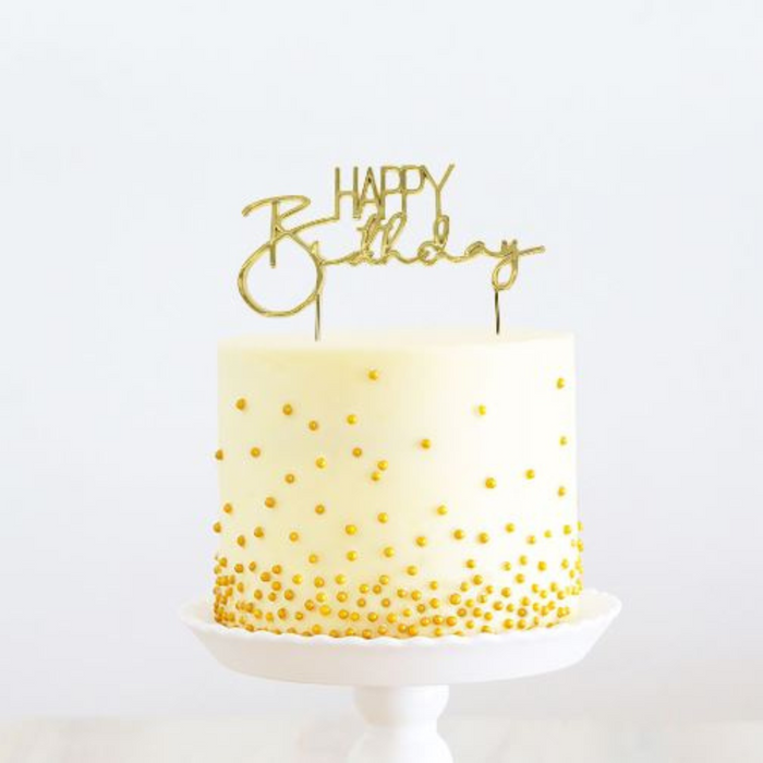 Cake Topper Happy Birthday 2 Cake Topper - Gold Metal