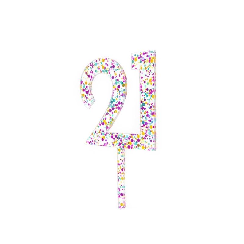 Rainbow Glitter Number 21 Cake Topper