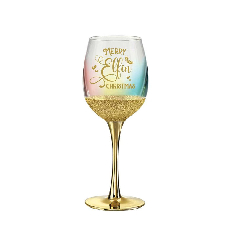 Christmas Wine Glass Merry and Bright 430ml