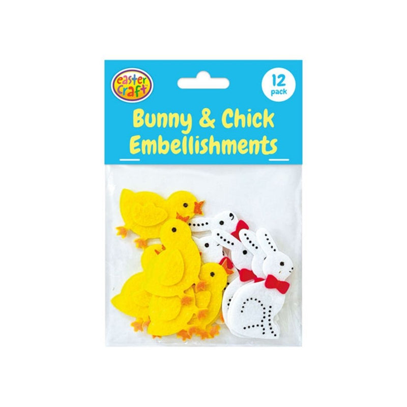 Easter Bunny & Chick Embellishments 12 Pack