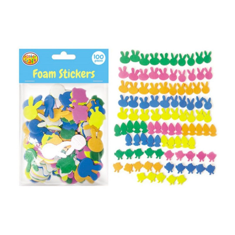 Easter Foam Bunny Carrot Chick Stickers 100 Pack