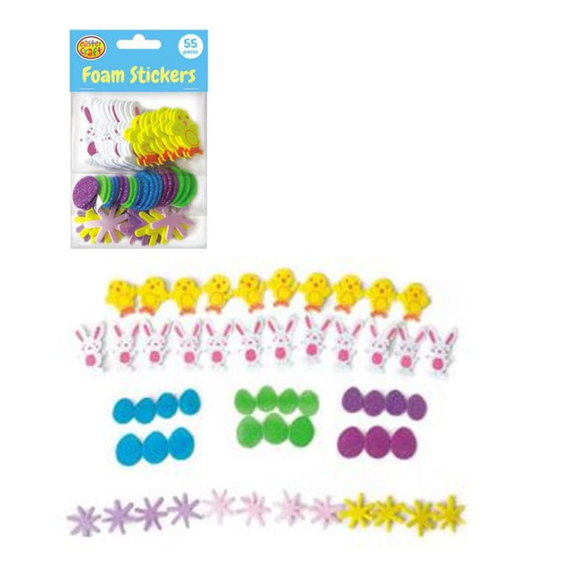 Easter Foam Printed & Glitter Stickers 55 Pack