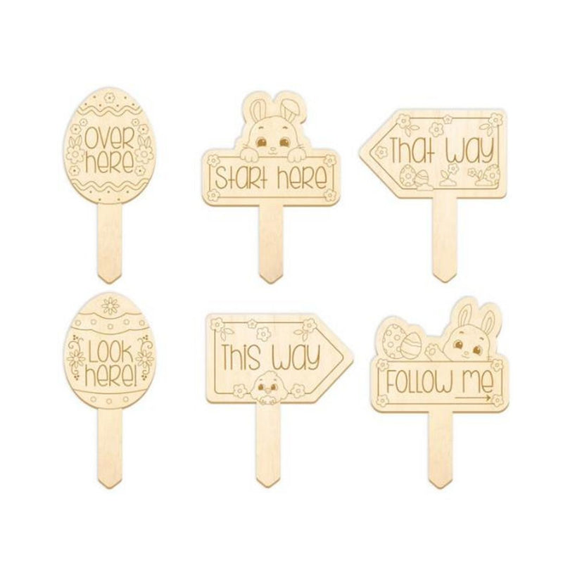 Wooden Easter Egg Hunt Signs 6 Pack