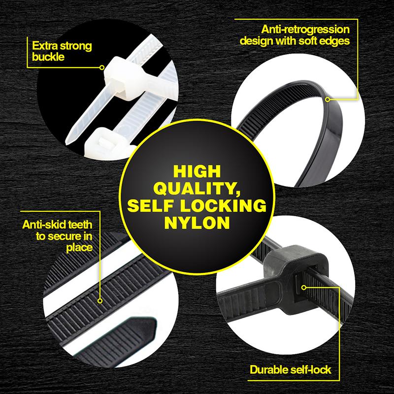 Cable Ties Black & Clear Assorted In Carton Heavy Duty Wide 295mm x 8mm 20pc