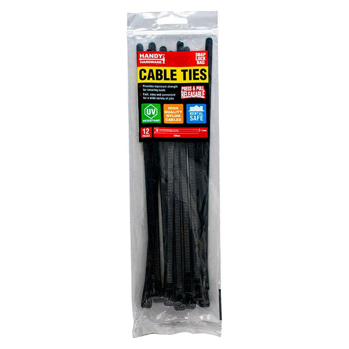 Cable Ties Releasable 250mm x 7.2mm 12pc